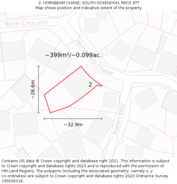 2, HORNBEAM CHASE, SOUTH OCKENDON, RM15 6TT: Plot and title map