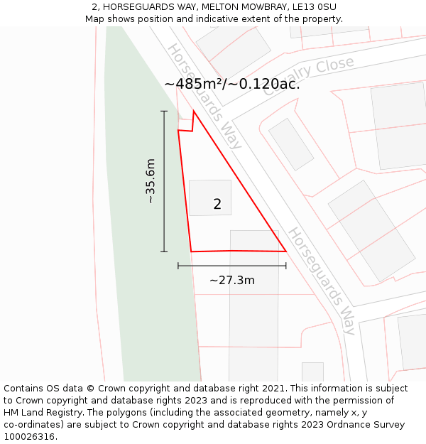 2, HORSEGUARDS WAY, MELTON MOWBRAY, LE13 0SU: Plot and title map