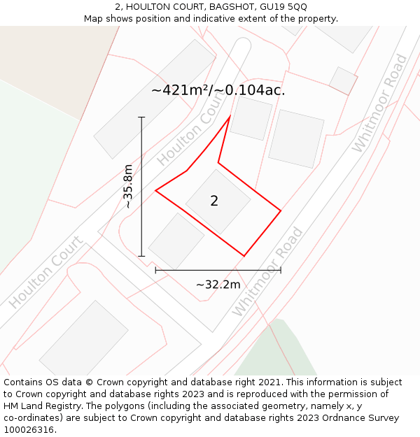 2, HOULTON COURT, BAGSHOT, GU19 5QQ: Plot and title map