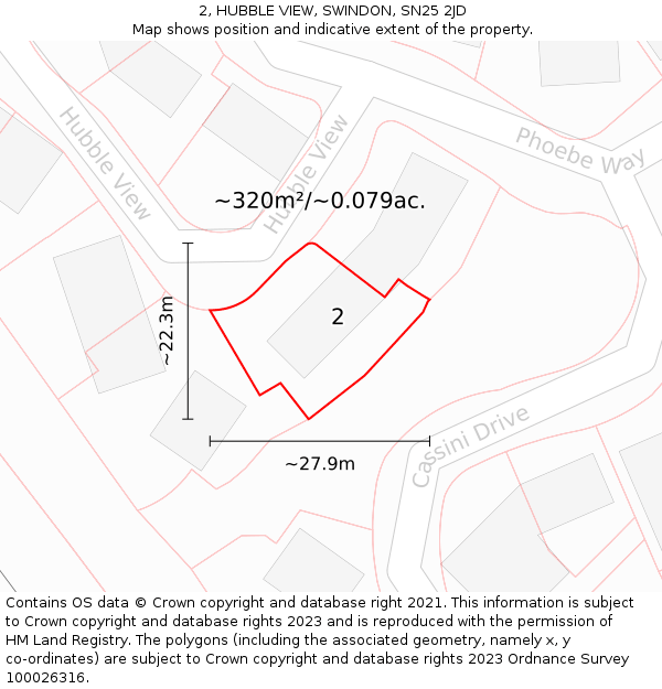 2, HUBBLE VIEW, SWINDON, SN25 2JD: Plot and title map