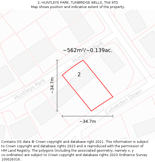 2, HUNTLEYS PARK, TUNBRIDGE WELLS, TN4 9TD: Plot and title map