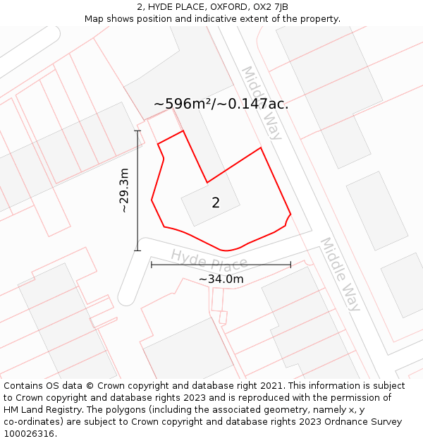 2, HYDE PLACE, OXFORD, OX2 7JB: Plot and title map