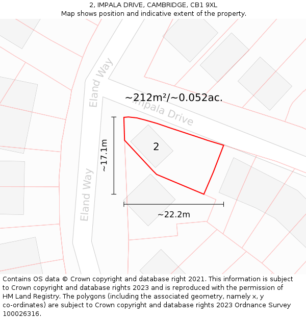 2, IMPALA DRIVE, CAMBRIDGE, CB1 9XL: Plot and title map