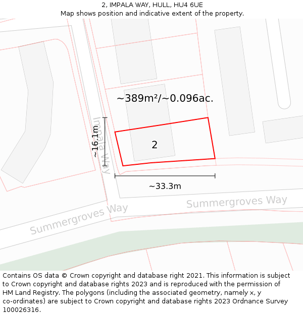 2, IMPALA WAY, HULL, HU4 6UE: Plot and title map