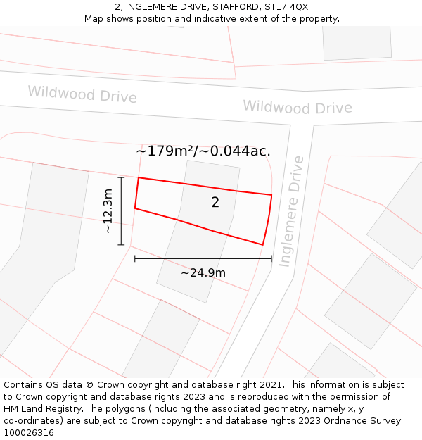 2, INGLEMERE DRIVE, STAFFORD, ST17 4QX: Plot and title map