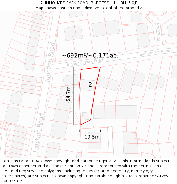 2, INHOLMES PARK ROAD, BURGESS HILL, RH15 0JE: Plot and title map