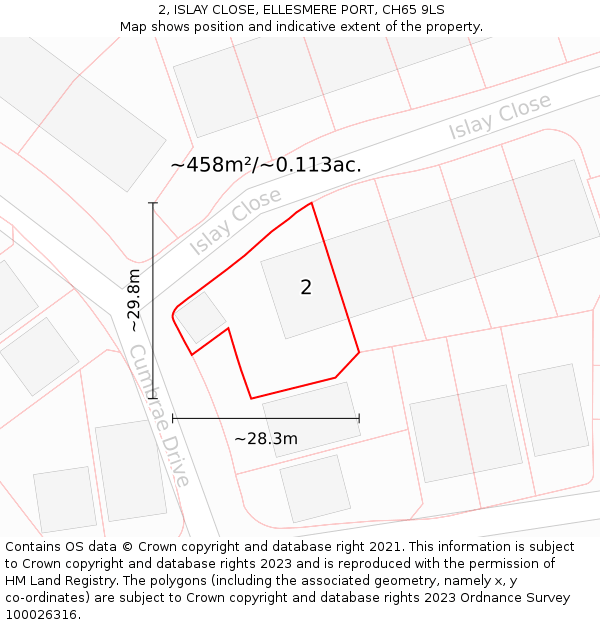 2, ISLAY CLOSE, ELLESMERE PORT, CH65 9LS: Plot and title map