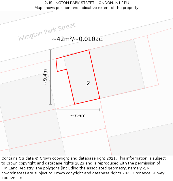 2, ISLINGTON PARK STREET, LONDON, N1 1PU: Plot and title map