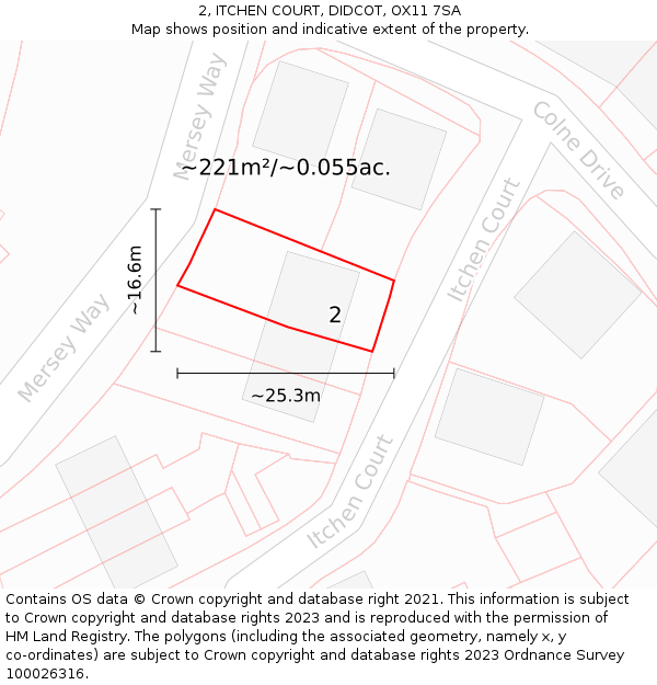 2, ITCHEN COURT, DIDCOT, OX11 7SA: Plot and title map
