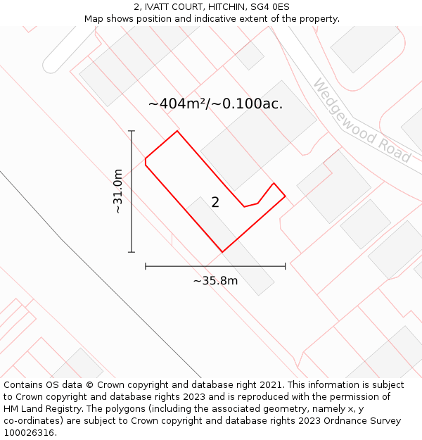 2, IVATT COURT, HITCHIN, SG4 0ES: Plot and title map