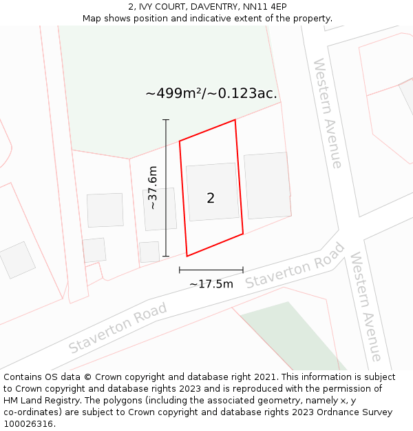 2, IVY COURT, DAVENTRY, NN11 4EP: Plot and title map