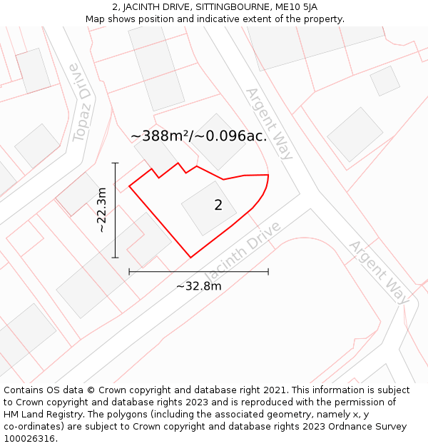 2, JACINTH DRIVE, SITTINGBOURNE, ME10 5JA: Plot and title map