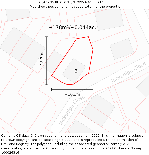 2, JACKSNIPE CLOSE, STOWMARKET, IP14 5BH: Plot and title map