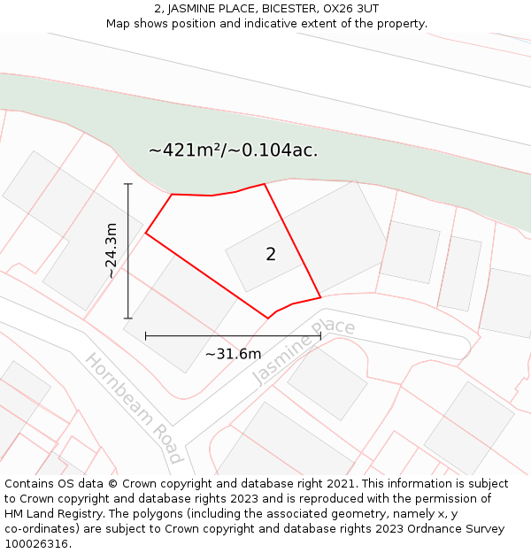 2, JASMINE PLACE, BICESTER, OX26 3UT: Plot and title map