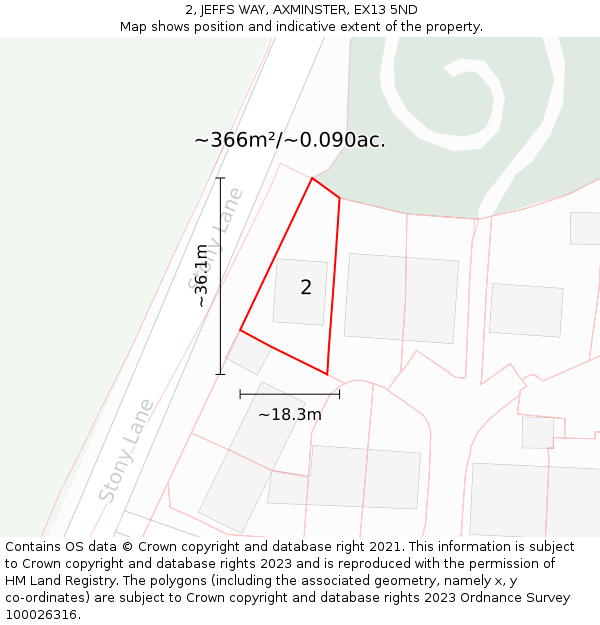 2, JEFFS WAY, AXMINSTER, EX13 5ND: Plot and title map