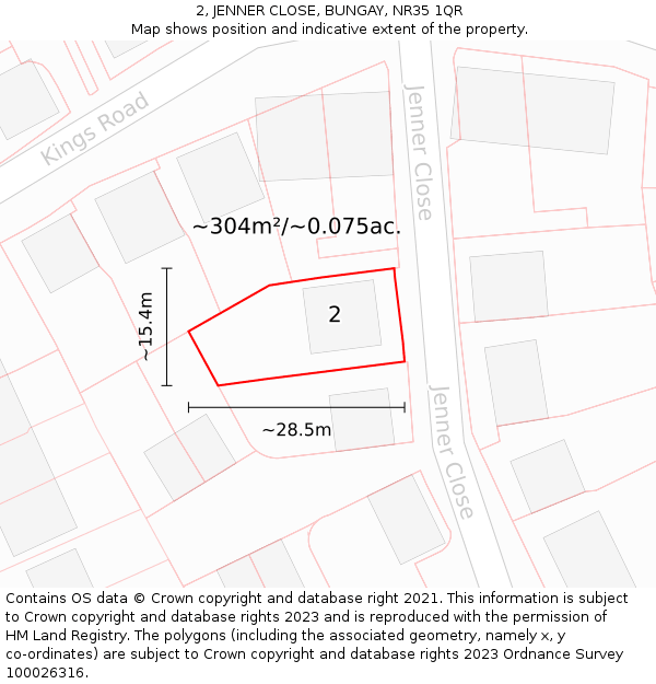 2, JENNER CLOSE, BUNGAY, NR35 1QR: Plot and title map