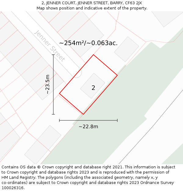 2, JENNER COURT, JENNER STREET, BARRY, CF63 2JX: Plot and title map