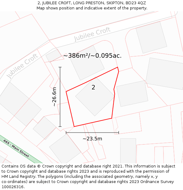 2, JUBILEE CROFT, LONG PRESTON, SKIPTON, BD23 4QZ: Plot and title map