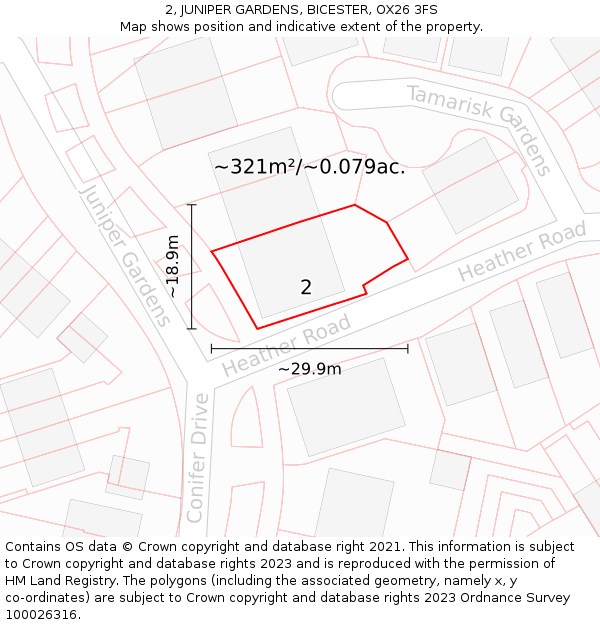 2, JUNIPER GARDENS, BICESTER, OX26 3FS: Plot and title map