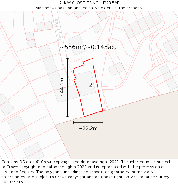 2, KAY CLOSE, TRING, HP23 5AF: Plot and title map