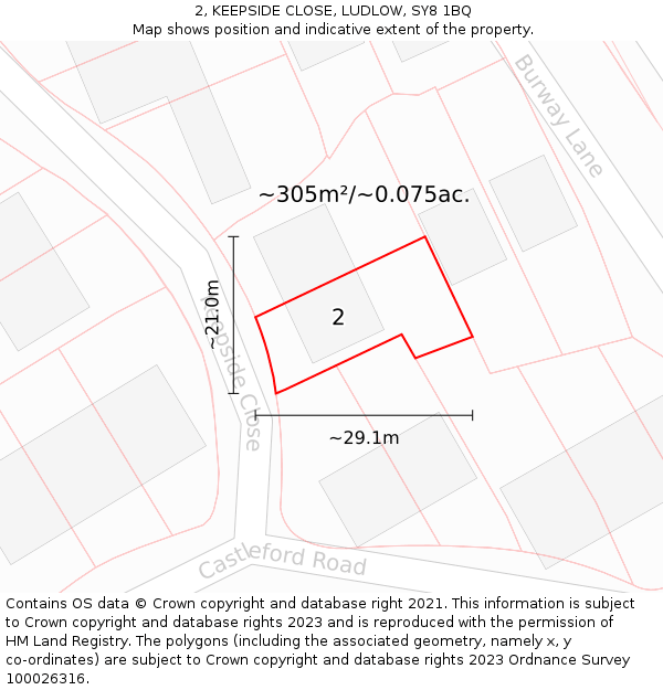 2, KEEPSIDE CLOSE, LUDLOW, SY8 1BQ: Plot and title map