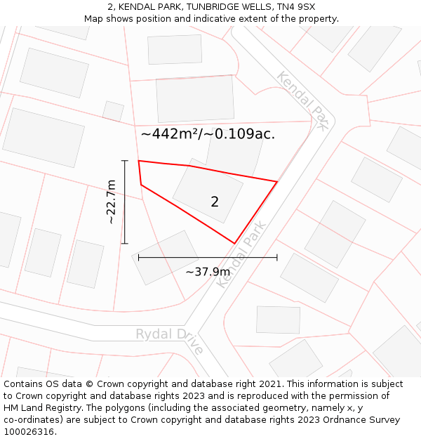 2, KENDAL PARK, TUNBRIDGE WELLS, TN4 9SX: Plot and title map