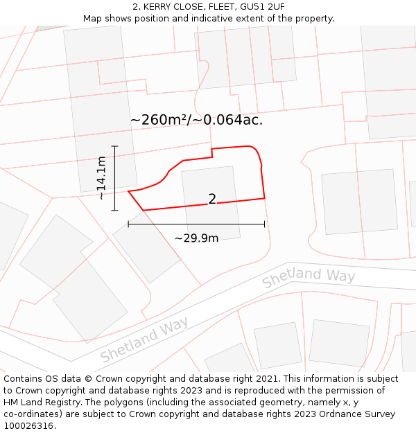 2, KERRY CLOSE, FLEET, GU51 2UF: Plot and title map