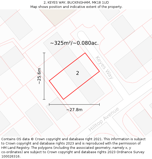 2, KEYES WAY, BUCKINGHAM, MK18 1UD: Plot and title map