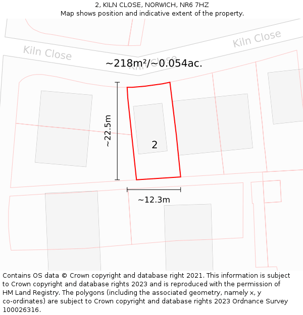 2, KILN CLOSE, NORWICH, NR6 7HZ: Plot and title map