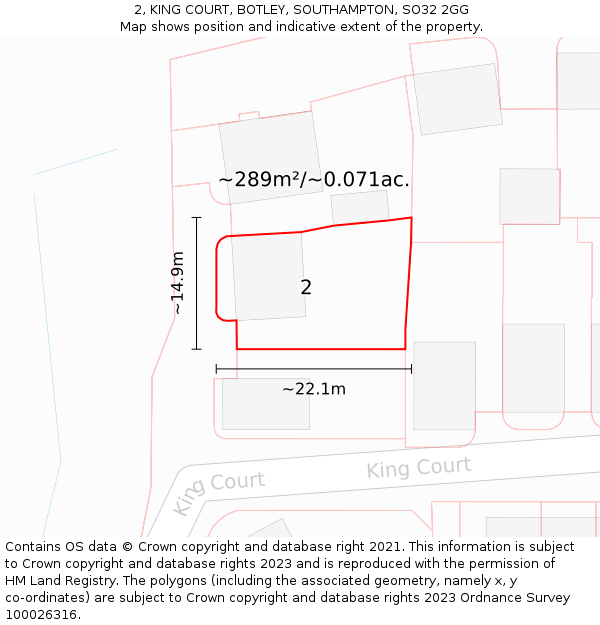 2, KING COURT, BOTLEY, SOUTHAMPTON, SO32 2GG: Plot and title map