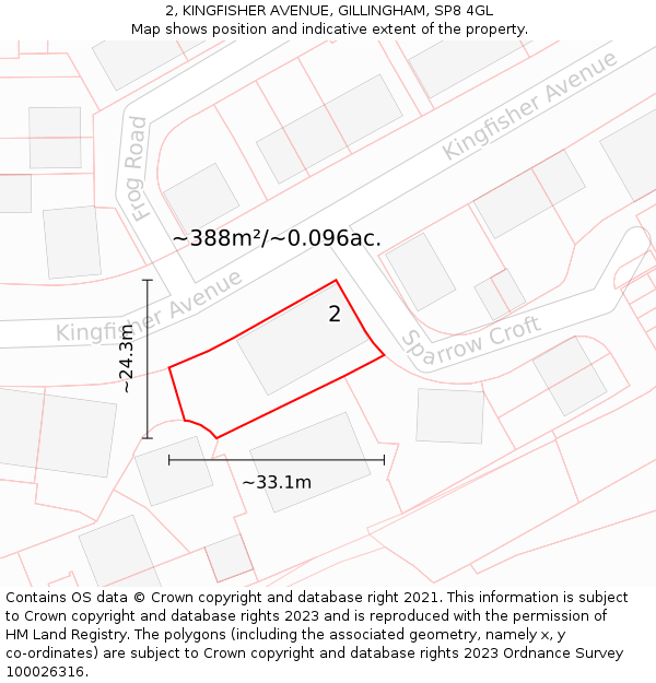 2, KINGFISHER AVENUE, GILLINGHAM, SP8 4GL: Plot and title map