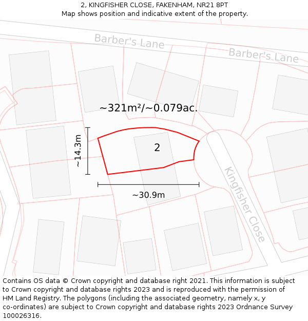 2, KINGFISHER CLOSE, FAKENHAM, NR21 8PT: Plot and title map