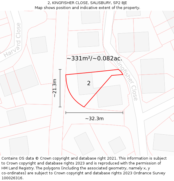 2, KINGFISHER CLOSE, SALISBURY, SP2 8JE: Plot and title map