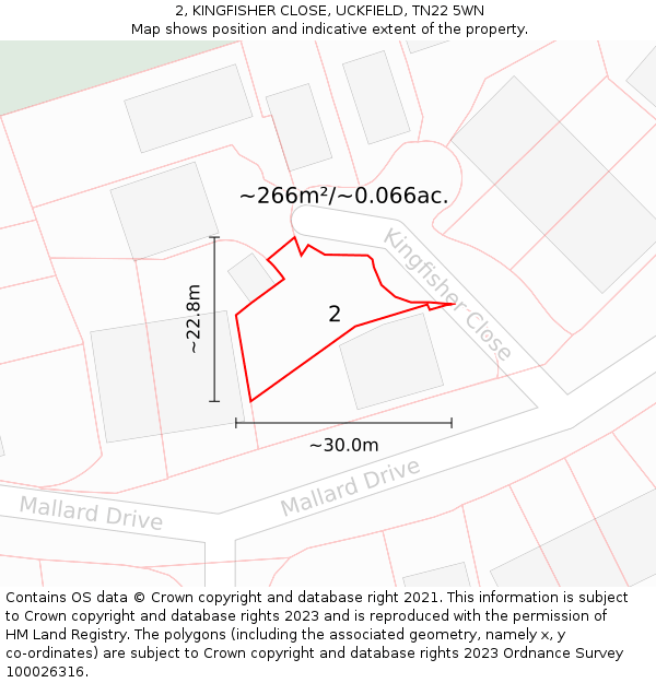 2, KINGFISHER CLOSE, UCKFIELD, TN22 5WN: Plot and title map