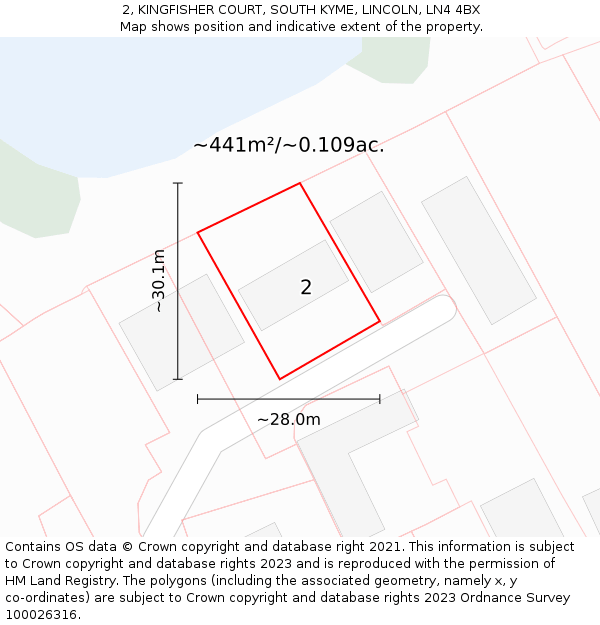 2, KINGFISHER COURT, SOUTH KYME, LINCOLN, LN4 4BX: Plot and title map