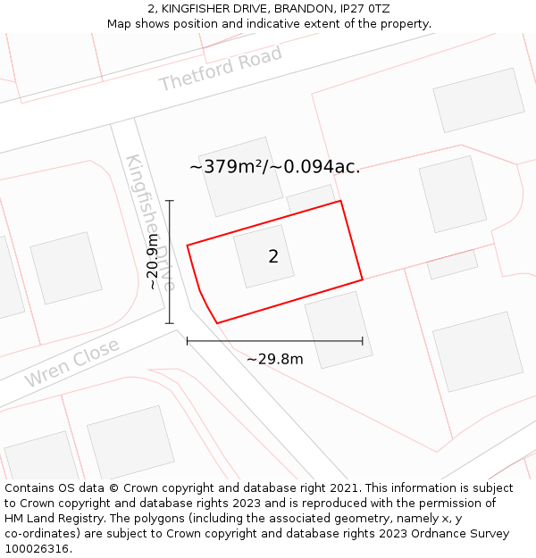 2, KINGFISHER DRIVE, BRANDON, IP27 0TZ: Plot and title map