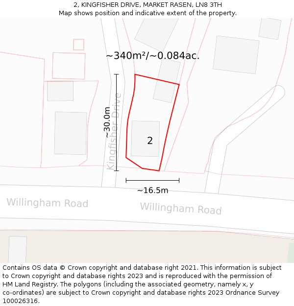 2, KINGFISHER DRIVE, MARKET RASEN, LN8 3TH: Plot and title map