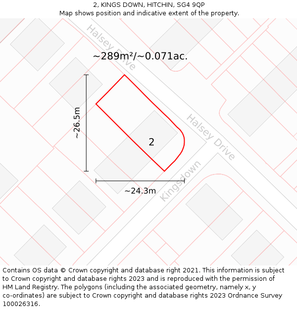 2, KINGS DOWN, HITCHIN, SG4 9QP: Plot and title map