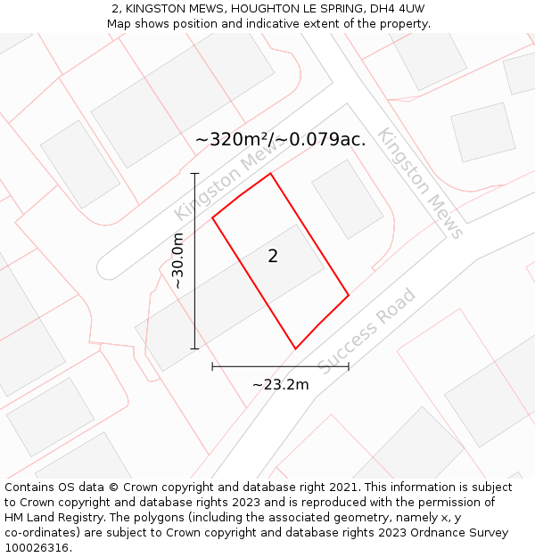 2, KINGSTON MEWS, HOUGHTON LE SPRING, DH4 4UW: Plot and title map