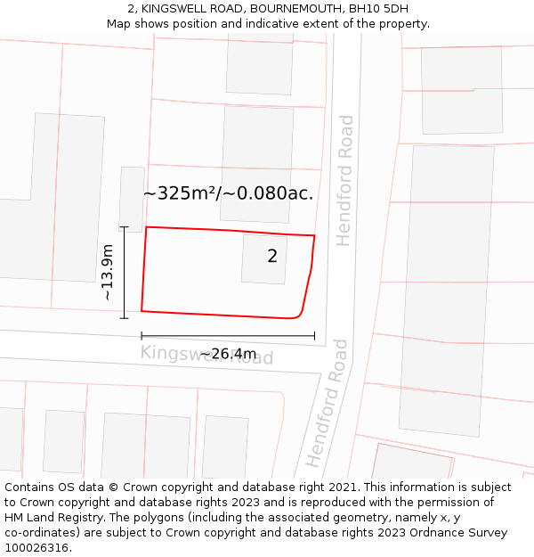 2, KINGSWELL ROAD, BOURNEMOUTH, BH10 5DH: Plot and title map