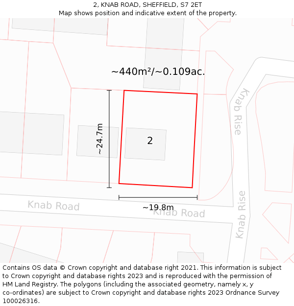 2, KNAB ROAD, SHEFFIELD, S7 2ET: Plot and title map