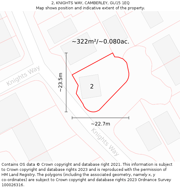 2, KNIGHTS WAY, CAMBERLEY, GU15 1EQ: Plot and title map
