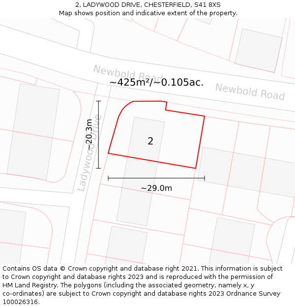 2, LADYWOOD DRIVE, CHESTERFIELD, S41 8XS: Plot and title map