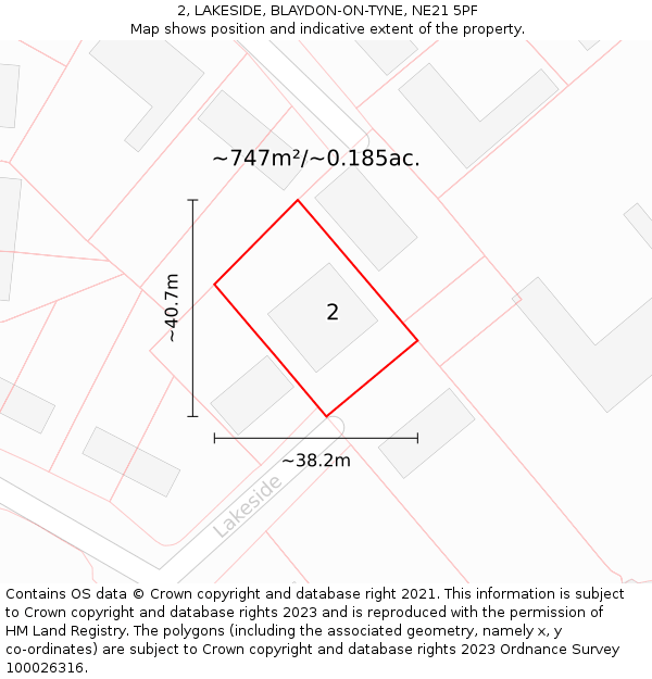 2, LAKESIDE, BLAYDON-ON-TYNE, NE21 5PF: Plot and title map