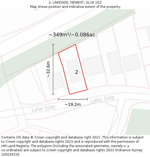 2, LAKESIDE, NEWENT, GL18 1SZ: Plot and title map