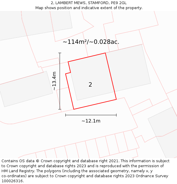 2, LAMBERT MEWS, STAMFORD, PE9 2GL: Plot and title map