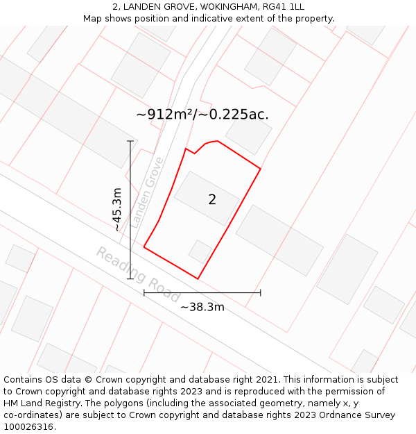 2, LANDEN GROVE, WOKINGHAM, RG41 1LL: Plot and title map