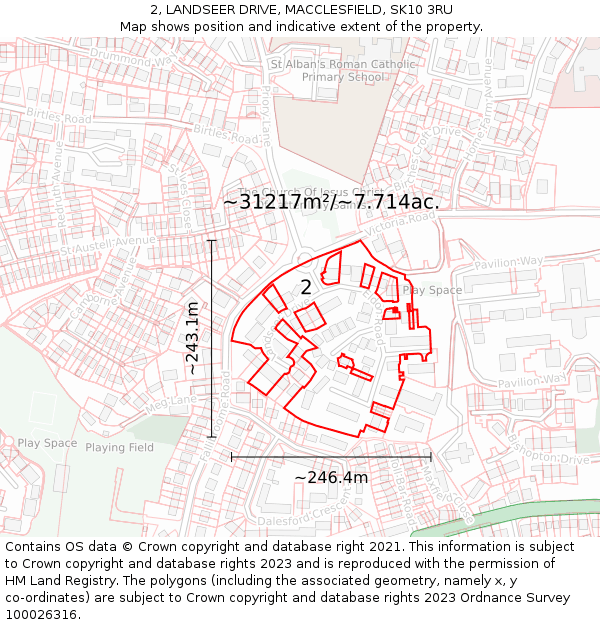 2, LANDSEER DRIVE, MACCLESFIELD, SK10 3RU: Plot and title map