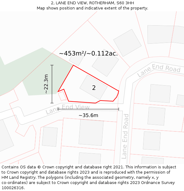 2, LANE END VIEW, ROTHERHAM, S60 3HH: Plot and title map