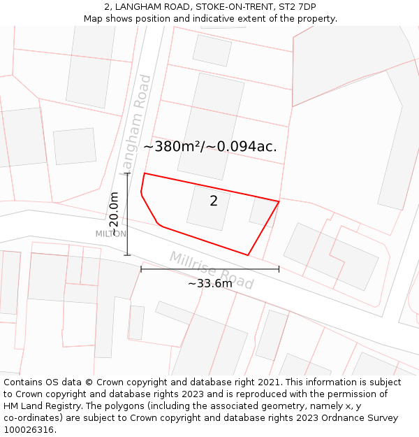 2, LANGHAM ROAD, STOKE-ON-TRENT, ST2 7DP: Plot and title map